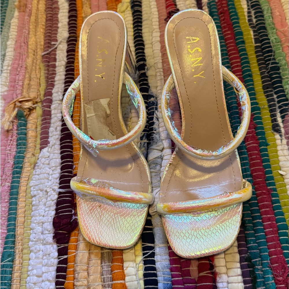 Iridescent Pink Strap Sandals - Women